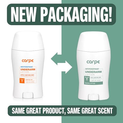 Carpe Underarm Antiperspirant and Deodorant, Clinical strength with all-natural Eucalyptus scent, Combat excessive sweating Stay fresh and dry, Great for hyperhidrosis