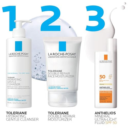 La Roche-Posay Anthelios Sunscreen SPF 50, Ultra-Light Fluid Broad Spectrum SPF 50, Face Sunscreen with Titanium Dioxide Mineral, Lightweight & Fast-Absorbing, Oil-Free, Matte Finish