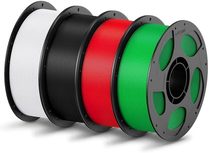 ANYCUBIC PLA Filament 1.75mm Bundle, 3D Printing PLA Filament 1.75mm Dimensional Accuracy +/- 0.02mm, 1KG Reusable Spool (2.2 lbs), 4KG White + Black + Red + Green