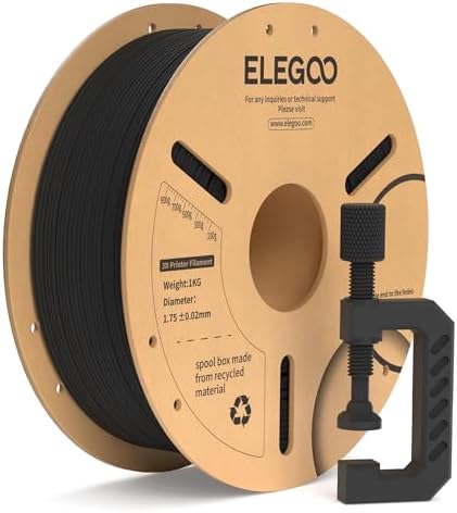 ELEGOO Carbon Fiber PLA Filament 1.75mm Black 1KG, PLA-CF Strong 3D Printer Filament Dimensional Accuracy +/- 0.02mm, 1kg Cardboard Spool(2.2lbs) Fits for Most FDM 3D Printers