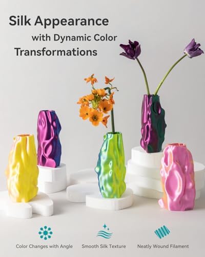 SUNLU Silk Filament Mini Pack, Dual & Triple Color 3D Filament Bundle, Individually Vacuum Packed, Dual Color*3, Triple Color*5, 2kg in Total