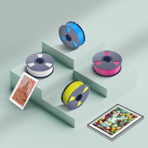 SUNLU CMYK 4KG 3D Printer Filament PLA Plus 1.75mm, SUNLU Neatly Wound PLA Filament 1.75mm PRO, PLA+ Filament for Most FDM 3D Printer, 1 kg Spool, 4 Packs, White+Magenta+Yellow+Cyan