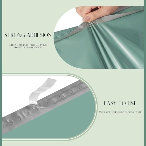 Metronic Poly Mailers 14.5X19 500Pack, Strong Adhesive Shipping Envelopes for Clothing, Waterproof Shipping Bags for Small Businesses, Flexible Mailers Poly Bags, Grayed Jade Green