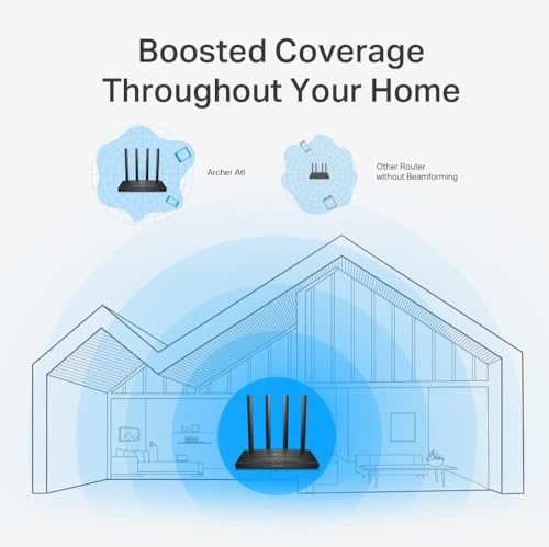 TP-Link AC1200 Gigabit WiFi Router (Archer A6) - Dual Band MU-MIMO Wireless Internet Router, 4 x Antennas, OneMesh and AP Mode, Long Range Coverage