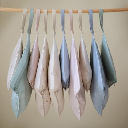 mushie Water Resistant Wet Bags | Large & Small Reusable Storage Bag for Baby Items and Travel | Zippered Pockets with Handle | Machine Washable, Set of 2 (Pastel Blooms)