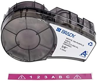 Brady Authentic (M21-375-595-PL) All-Weather Vinyl Label for Indoor/Outdoor ID, Lab and Equipment Labeling, White on Purple- ForM210, M210-LAB, M211, BMP21-PLUS and BMP21-LAB Printers, .375" W, 21' L