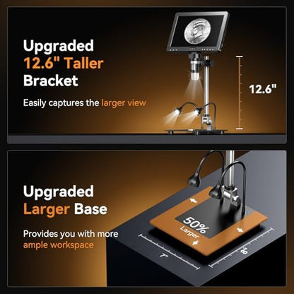 Elikliv EDM9 Max Digital Microscope: 20MP 10.1" 1500X HD IPS HDMI Coin Microscope Magnifier for Error Coins with Screen & Light, LCD Soldering Microscopes for Adults, PC/TV View, 64GB