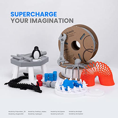 ELEGOO PLA Plus Filament Bundle Black & White 10KG, 1.75mm PLA+ Tough 3D Printer Filament Dimensional Accuracy +/- 0.02mm, 10 Pack 1kg Spool(2.2lbs) Fits for Most FDM 3D Printers