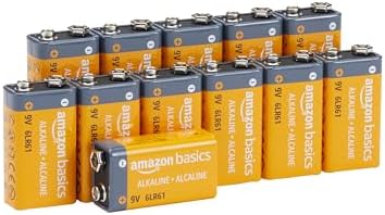 Amazon Basics 12-Pack 9V Alkaline Batteries, 5-Year Shelf Life - For Smoke/CO Detector, Electronics & Audio