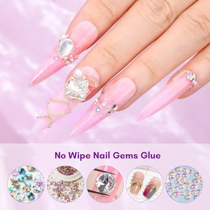 Makartt Rhinestone Glue for Nails 12PCS 30ML, Super Strong Gel Adhesive for Nail Salon, 3D Nail Art, Gem Jewelry & Nail Charm Decoration