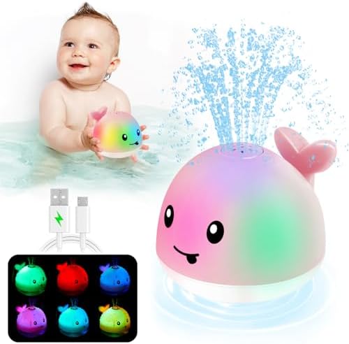 Baby Girl Bath Toys, Toddler Bath Toys for Kids Ages 1-3, Light Up Whale Bath Toy Sprinkler, Pool Water Table Infant Baby Toy 6-12-18 Months Bathtub Fountain Toy Girls 1st Birthday 1 2 3 Gifts