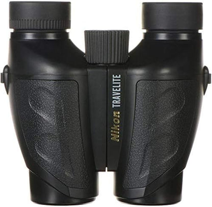 Nikon Travelite 12x25 Binoculars (7279) Travel Bundle - Black With Lens Pen, Carry Case, and Lens Cloth - High Powered Compact for Adults - Bird Watching, Hunting, Hiking
