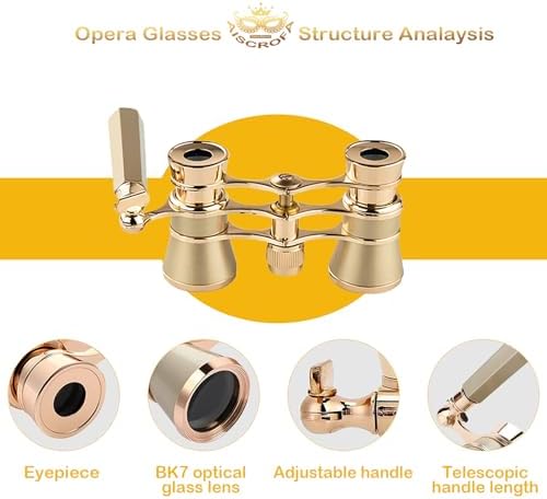 Opera Glasses,3X25 Theater Binoculars with Foldable and Extendable Handle,Mini Binocular Compact Lightweight,Portable Theater Glasses for Adults Kids Women in Musical Concert