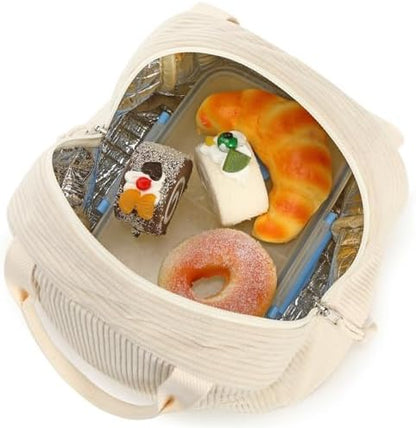 Bluboon Lunch Bag for Women Men Cute Corduroy Lunch Tote Bags Reusable Insulated Lunch Box Large Capacity Reusable Insulated Cooler for Work Picnic or Travel