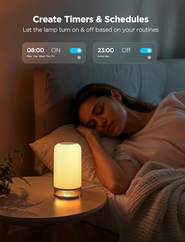 Govee RGBIC Smart Table Lamp 2, Touch Bedside Small Table Lamp Work with Matter, Alexa, LED Desk Lamp with 64 Scene Modes, Color Changing Lamp for Bedroom Living Room Dimmable Night Light(Corded)