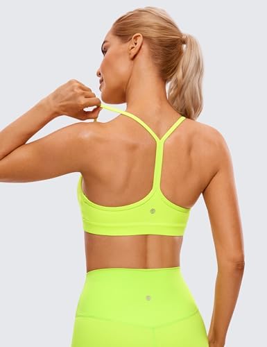 CRZ YOGA Butterluxe Womens Y Back Sports Bra - Padded Racerback Low Impact Spaghetti Thin Strap Workout Yoga Top