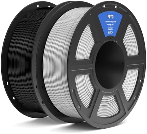 ELEGOO PETG Filament 1.75mm Black & Gray 1KG, 3D Printer Filament Dimensional Accuracy +/- 0.02 mm, 2pcs 1kg Spool(2.2lbs) Fits for Most FDM 3D Printers