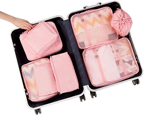 BAGAIL 8 Set Packing Cubes Luggage Packing Organizers for Travel Accessories (Blush Pink)