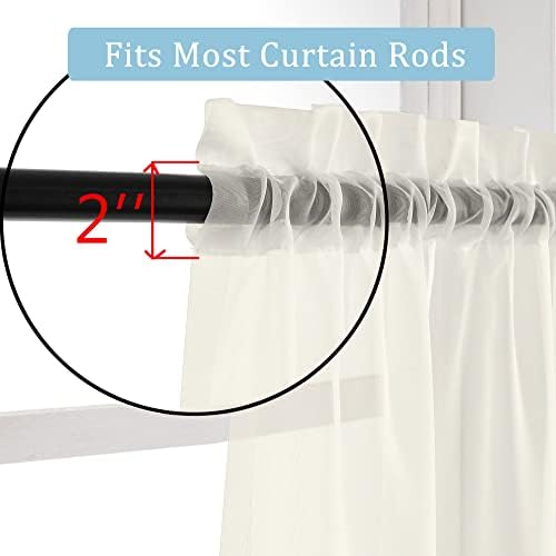 OWENIE Sheer Curtains 108" inches Long, 2 Panels Sheer Curtain Set, Rod Pocket Voile Drapes for Living Room, Airy Soft-Touching Drapes, 2pcs, Each 42" W x 108" L, Ivory