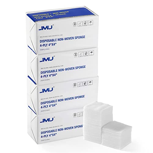JMU 800 Gauze Pads 4x4, Non Woven Sponges 4-Ply Non-Sterile Guaze All Purpose Gauze Sponges