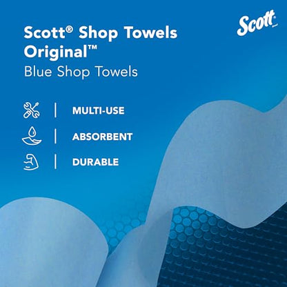 Scott Shop Original Blue Towels (75147), 9.4"x11" Cloth-like Paper Towel (12 Rolls of 55 Sheets, 660 Sheet Total)