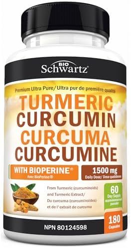 Turmeric Curcumin with Black Pepper Extract 1500mg - High Absorption Ultra Potent Turmeric Supplement with 95% Curcuminoids and BioPerine - Non GMO Tumeric Capsules for Joint Support - 180 Capsules
