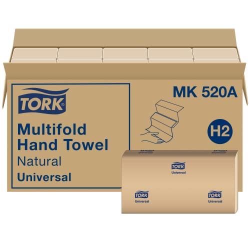 Tork Xpress Soft Multifold Hand Towel White with Blue Leaf Print + Tork Multifold Hand Towel Natural H2