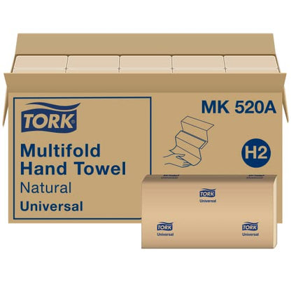 Tork Xpress Soft Multifold Hand Towel White with Blue Leaf Print + Tork Multifold Hand Towel Natural H2