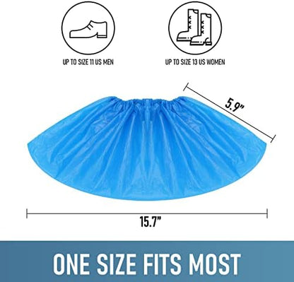 Shoe Covers Disposable Non Slip for Indoors Pack of 200 (100 pairs) Recyclable Shoe Booties Waterproof Shoe & Boot Covers Durable Shoe Protectors Covers One Size Fits Most Blue