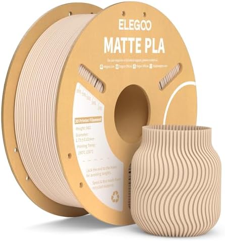 ELEGOO Matte PLA Filament Beige 1KG, 1.75mm 3D Printer Filament Dimensional Accuracy +/- 0.02mm, 1kg Carboard Spool (2.2lbs) for Most FDM 3D Printers