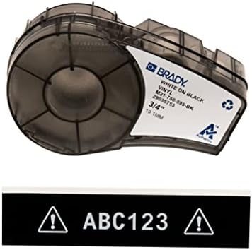 Brady Authentic (M21-750-595-BK) All-Weather Vinyl Label for Indoor/Outdoor ID, Lab and Equipment Labeling, White on Black- For M210, M210-LAB, M211, BMP21-PLUS and BMP21-LAB Printers, .75" W, 21' L