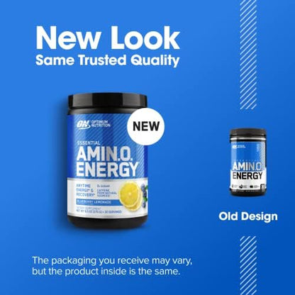 Optimum Nutrition Amino Energy - Pre Workout with Green Tea, BCAA, Amino Acids, Keto Friendly, Green Coffee Extract, Energy Powder - Blueberry Lemonade, 30 Servings (Packaging May Vary)