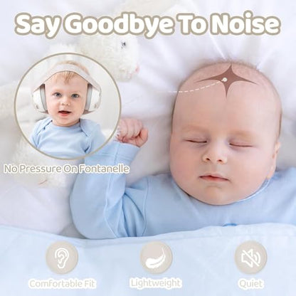 Baby Earmuffs-25dB NRR Baby Noise Cancelling Headphones with Adjustable Headband, Infant Ear Protection for Babies 0-36 Months,Travel Essentials for Airplane/Improves Sleep/Outdoor