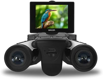 Minolta 12x32 Digital Binoculars - 4K UHD Video Camera, 48MP Photo, 8X Digital Zoom, IPS Anti-Glare Screen, Fog-Resistant Optics, Compact, Ideal for Birdwatching & Travel Hunting