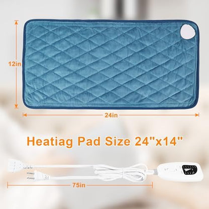 Weighted Heating Pad-Electric Heating Pads for Back,Neck,Abdomen,Moist Heated Pad for Shoulder,Knee,Hot Pad for Arms and Legs,Dry&Moist Heat & Auto Shut Off(Weighted Deepskyblue,12''×24'')