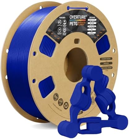 OVERTURE PETG 3D Printer Filament 1.75mm, Neatly Wound Durable PETG 1kg Spool (2.2lbs), Strong Toughness Filament, Dimensional Accuracy +/- 0.02mm, Fit Most FDM Printers (Blue)