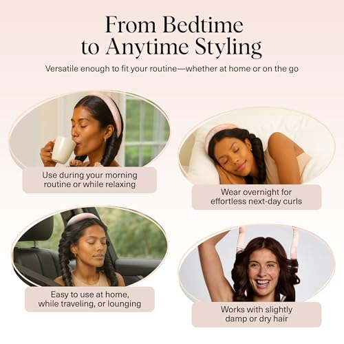 Kitsch Satin Heatless Curling Set – Heatless Hair Curler for Women, Hair Curler to Sleep In - with 2 Satin Scrunchies for Overnight Curls – No Heat Damage Styling with Heatless Curler - Sunset Tie Dye