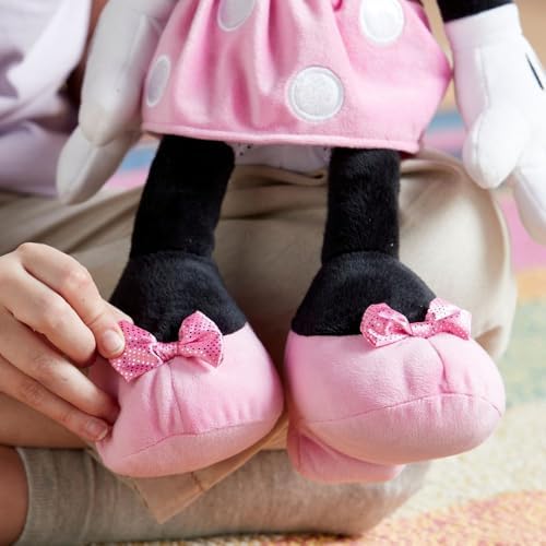 DISNEY STORE Official Minnie Mouse Pink Dress Medium Soft Toy for Kids, Cuddly Character with Fuzzy Texture and Embroidered Details, Disney Plushy Suitable for All Ages.