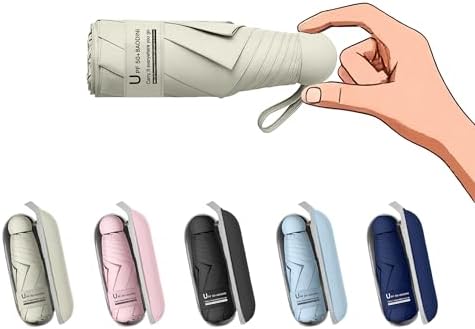BAODINI Travel Mini Umbrella for Purse With Case Small Compact UV Sun Protection Sun Lightweight Tiny Pocket Umbrella for Women Girls and Men