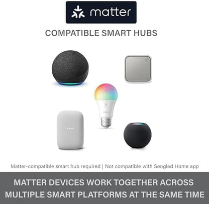 Sengled LED Smart Light Bulb (A19), Matter-Enabled, Multicolor, Works with Alexa, 60W Equivalent, 800LM, Instant Pairing, 2.4 GHz, Wi-Fi, 1-Pack