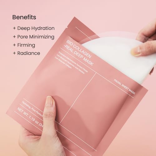 BIODANCE Bio-Collagen Real Deep Mask, Hydrating Overnight Hydrogel Mask, Pore Minimizing, Elasticity Improvement, 34g x4ea