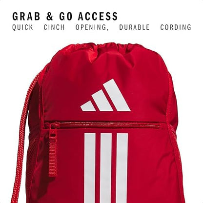 adidas Alliance Sackpack, Drawstring Backpack, Lightweight Small Gym Bag for Women and Men, Team Power Red 2, One Size