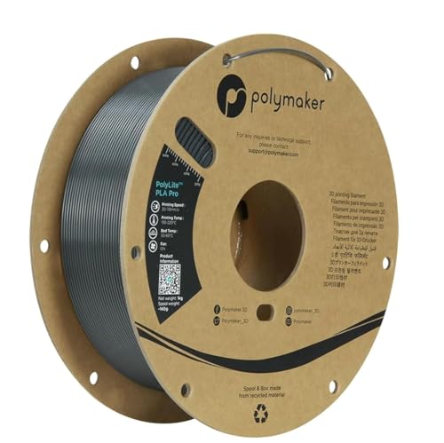 Polymaker PLA PRO Filament 1.75mm 1kg, Tough & High Rigidity Dark Grey 3D Printing Filament, PolyLite PLA PRO 3D Printer Filament 1.75mm, Print with Most 3D Printers