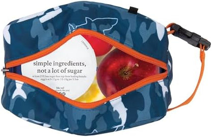 PackIt Freezable Snack Box, Camo Shark, Built with ECOFREEZE Technology, Collapsible, Reusable, Zip Closure with Buckle Handle, Great for Fresh Snacks on the go