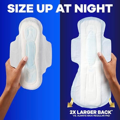 Always Maxi Overnight Pads with Wings for Women, Size 5, Extra Heavy Overnight Absorbency, Unscented, 72 Count (3 Packs of 34)
