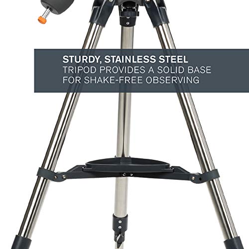 Celestron – AstroMaster 130EQ–MD Newtonian Reflector Telescope for Beginners – Aluminized Mirror – Motor Drive to Track Stars – Adjustable Tripod – Includes Eyepieces Plus Astronomy Software Package