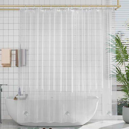 AmazerBath Plastic Shower Curtain 84 Inches Long, 72 x 84 Clear Weighted Extra Long Shower Curtain, PEVA Heavy Duty Tall Bathroom Curtains with 3 Big Clear Weighted Stones and 12 Grommet Holes