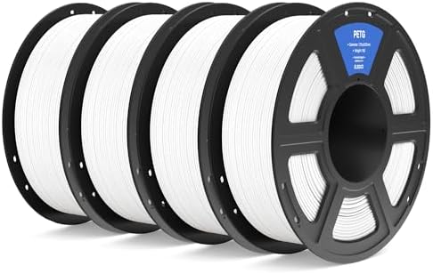 ELEGOO PETG Filament 1.75mm White 4KG, 3D Printer Filament Dimensional Accuracy +/- 0.02 mm, 4pcs 1kg Spool(2.2lbs) Fits for Most FDM 3D Printers
