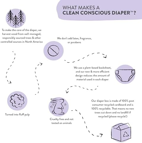 The Honest Company Clean Conscious Overnight Diapers for Sensitive Skin | Hypoallergenic, Fragrance Free | Cozy Cloud + Star Signs | Club Box, Size 6 (35+ lbs), 34 Count