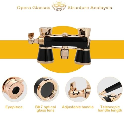 Opera Glasses,3X25 Theater Binoculars with Foldable and Extendable Handle,Mini Binocular Compact Lightweight,Portable Theater Glasses for Adults Kids Women in Musical Concert